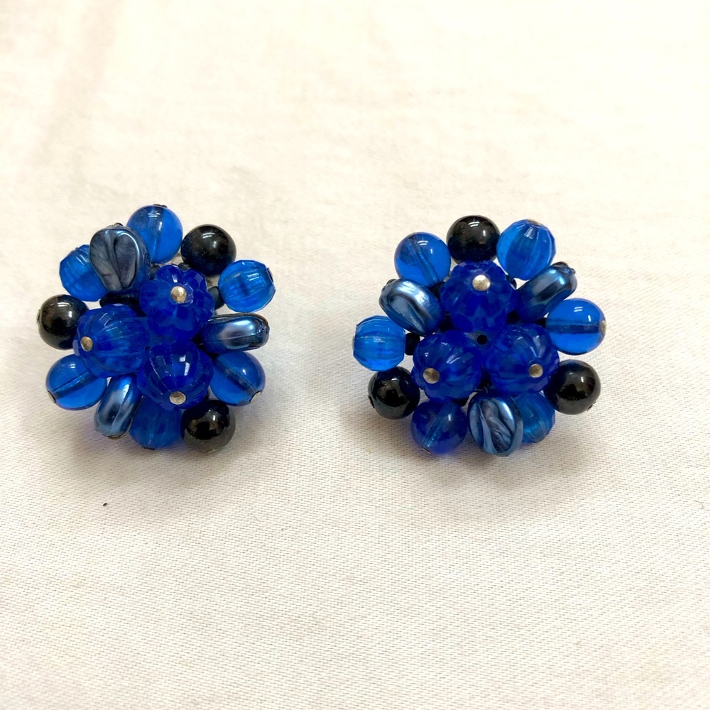 Vintage Beaded Clip-On Earrings  W. Germany